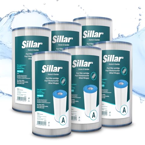 Sillar Pool Filterkartusche Typ A – 6er-Pack Kartuschenfilter Pool Filter A kompatibel mit Intex Poolfilterpumpe 28635 28636 28637, Ersatzfilter Filterkartusche Typ A von Sillar
