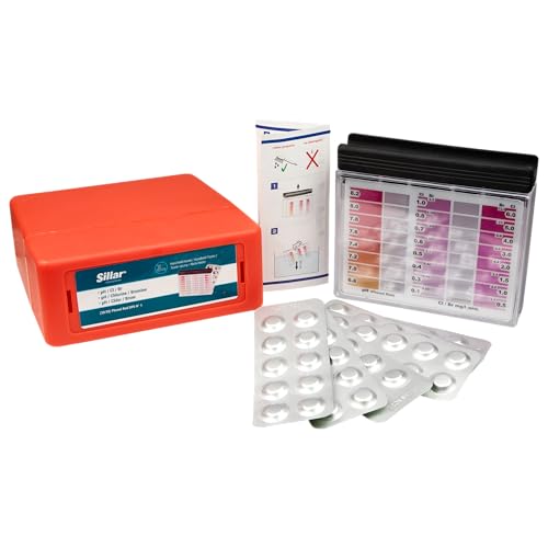 Sillar Tragbarer pH- und Cl-Wassertester | Messbehälter mit getrennten Kammern für pH und Chlor + 30 Tabletten zur pH-Messung + 30 Tabletten zur Messung des Chlorgehalts Sillar Tragbarer pH- und Cl-Wassertester | Messbehälter mit getrennten Kammern für pH und Chlor + 30 Tabletten zur pH-Messung + 30 Tabletten zur Messung des Chlorgehalts von Sillar