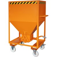 Bauer® Silobehälter, mit Scherenverschluss, Gabeltaschen + Rollen, lackiert, Volumen 0,6 m³, RAL 2000 gelborange von Bauer®