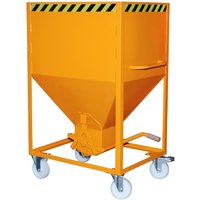 Bauer® Silobehälter, mit Scherenverschluss + Rollen, lackiert, Volumen 0,6 m³, RAL 2000 gelborange von Bauer®