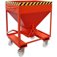 Bauer® Silobehälter, mit Scherenverschluss, Gabeltaschen + Rollen, lackiert, Volumen 0,375 m, RAL 3000 feuerrot von Bauer®