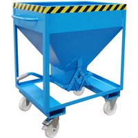 Bauer® Silobehälter, mit Scherenverschluss, Gabeltaschen + Rollen, lackiert, Volumen 0,375 m, RAL 5012 lichtblau von Bauer®