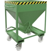 Bauer® Silobehälter, mit Scherenverschluss, Gabeltaschen + Rollen, lackiert, Volumen 0,375 m, RAL 6011 resedagrün von Bauer®