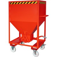 Bauer® Silobehälter, mit Scherenverschluss, Gabeltaschen + Rollen, lackiert, Volumen 0,6 m³, RAL 3000 feuerrot von Bauer®