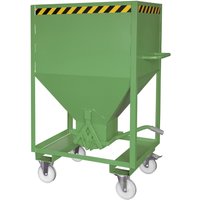 Bauer® Silobehälter, mit Scherenverschluss, Gabeltaschen + Rollen, lackiert, Volumen 0,6 m³, RAL 6011 resedagrün von Bauer®