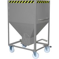 Bauer® Silobehälter, mit Scherenverschluss + Rollen, lackiert, Volumen 0,6 m³, RAL 7005 mausgrau von Bauer®