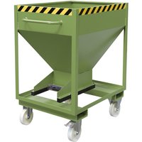 Bauer® Silobehälter, mit Schiebeverschluss, Gabeltaschen + Rollen, lackiert, Volumen 0,375 m³, RAL 6011 resedagrün von Bauer®