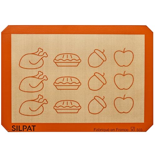 Silpat® #1 Original Antihaft-Backmatte, handgefertigt in Frankreich seit 1965 – von Weltklasse-Köchen vertraut – zertifizierte lebensmittelechte Silpat®-Technologie (Thanksgiving halbe Größe) von Silpat
