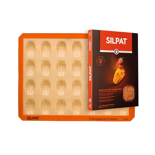 Silpat ES-02121-99 Perfect Madeline Mold Mini Madeleine, Silikon, 28 liters, Orange/Abendrot im Zickzackmuster (Sunset Chevron) von Silpat