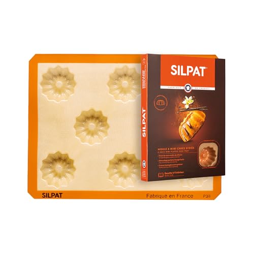 Silpat ES-02462-99 Perfect Fluted Cake Mold Geriffelter Mini-Kuchen, Silikon, 38 Pints, Hellbraun von Silpat