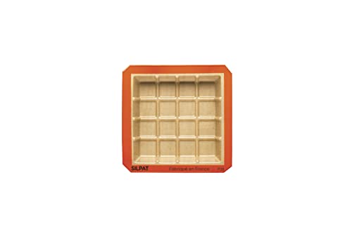Silpat Quadratische Tablettenform, 16 Portionen, Hellbraun und Orange, Größe: 21,6 x 2,5 cm von Silpat
