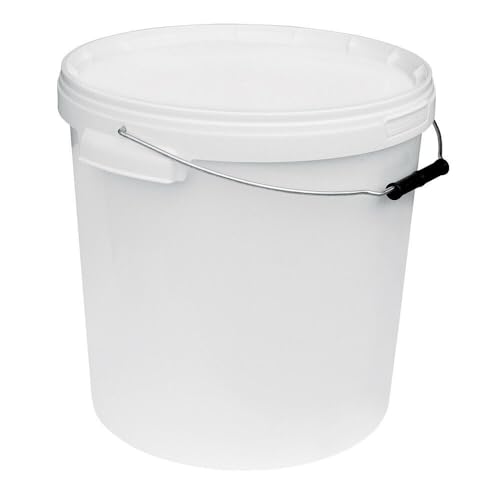 1 x 20 Liter Eimer mit Deckel weiß, stapelbarerer Milch-/Vorratseimer, Honigeimer Kunststoffeimer mit Lebensmittelfreigabe, Lebensmittelechte Behälter, Leereimer für Mehl, Wassereimer, 1 Stück von Silplast