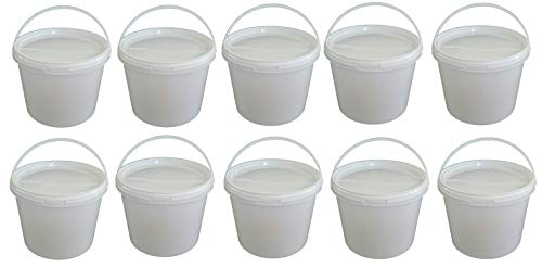 10 x 3 Liter Eimer mit Deckel weiß, stapelbarerer Milch-/Vorratseimer, Honigeimer Kunststoffeimer mit Lebensmittelfreigabe, Lebensmittelechte Behälter, Leereimer für Mehl, Wassereimer, 10 Stück von Silplast