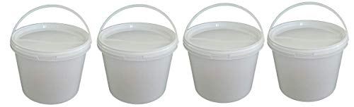 4 x 3 Liter Eimer mit Deckel weiß, stapelbarerer Milch-/Vorratseimer, Honigeimer Kunststoffeimer mit Lebensmittelfreigabe, Lebensmittelechte Behälter, Leereimer für Mehl, Wassereimer, 4 Stück von Silplast