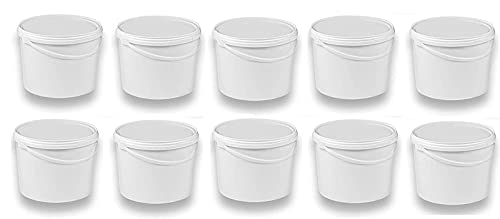 Silplast 10 x 10 Liter Eimer mit Deckel weiß 10 Stück, stapelbarerer Milch-/Vorratseimer, Honigeimer Kunststoffeimer Lebensmittelfreigabe, Lebensmittelechte Behälter, Leereimer für Mehl, Wassereimer von Silplast