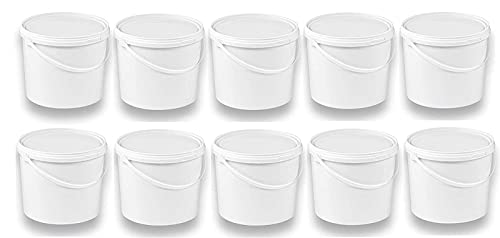 Silplast 10 x 5 Liter Eimer mit Deckel weiß 10 Stück, stapelbarerer Milch-/Vorratseimer, Honigeimer Kunststoffeimer Lebensmittelfreigabe, Lebensmittelechte Behälter, Leereimer für Mehl, Wassereimer von Silplast