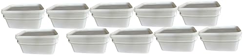 Silplast 10x 3 Liter Eimer rechteckig mit Deckel weiß 10 Stück stapelbarer Milch-/Vorratseimer mit Kunststoffgriff Honigeimer Kunststoffeimer Lebensmittelfreigabe Behälter Leereimer Wassereimer von Silplast