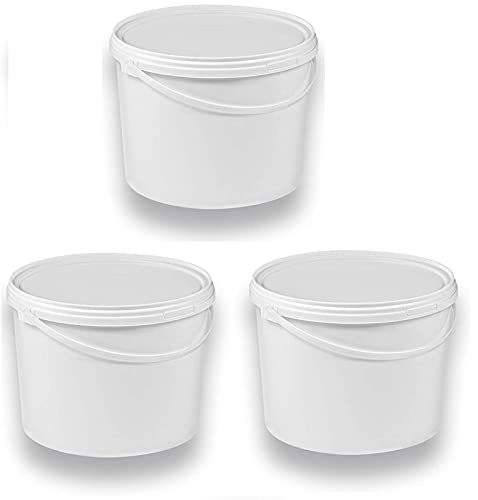 Silplast 3 x 10 Liter Eimer mit Deckel weiß 3 Stück, stapelbarerer Milch-/Vorratseimer, Honigeimer Kunststoffeimer Lebensmittelfreigabe, Lebensmittelechte Behälter, Leereimer für Mehl, Wassereimer von Silplast