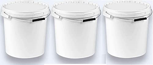 Silplast 3 x 20 Liter Eimer mit Deckel weiß 3 Stück, stapelbarerer Milch-/Vorratseimer, Honigeimer Kunststoffeimer Lebensmittelfreigabe, Lebensmittelechte Behälter, Leereimer für Mehl, Wassereimer Silplast 3 x 20 Liter Eimer mit Deckel weiß 3 Stück, stapelbarerer Milch-/Vorratseimer, Honigeimer Kunststoffeimer Lebensmittelfreigabe, Lebensmittelechte Behälter, Leereimer für Mehl, Wassereimer von Silplast