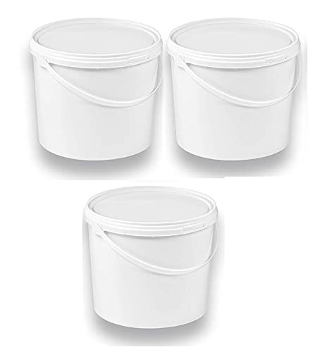 Silplast 3 x 5 Liter Eimer mit Deckel weiß 3 Stück, stapelbarerer Milch-/Vorratseimer, Honigeimer Kunststoffeimer Lebensmittelfreigabe, Lebensmittelechte Behälter, Leereimer für Mehl, Wassereimer von Silplast