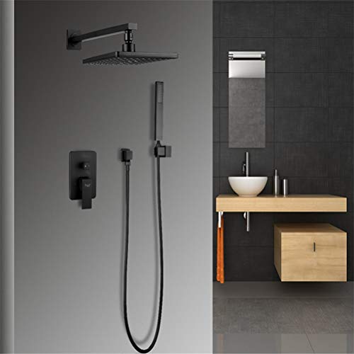 Badezimmer Duschsystem Messing Set Schwarz Regendusche Mischbatterie Badewanne Wasserhahn Wasserfall in Wand Multifunktions Dusche Badezimmer Duschsystem Messing Set Schwarz Regendusche Mischbatterie Badewanne Wasserhahn Wasserfall in Wand Multifunktions Dusche von SilteD