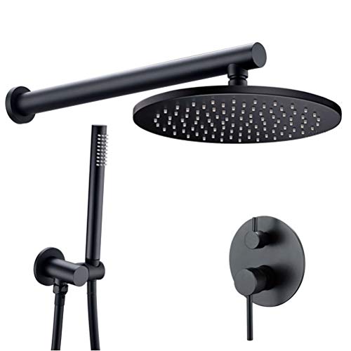 Duscharmatur-Set Messing Schwarz Duschsystem Badezimmer Duscharm Mischbatterie Wand Duscharm mit Regenduschkopf Wand Handbrausenteile und Duscharmatur-Set Messing Schwarz Duschsystem Badezimmer Duscharm Mischbatterie Wand Duscharm mit Regenduschkopf Wand Handbrausenteile und von SilteD