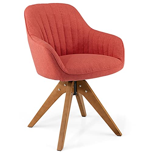 SilteD 360° drehbarer Akzentstuhl mit Leinenstoff und hochdichtem Schaumstoff, Rot von SilteD