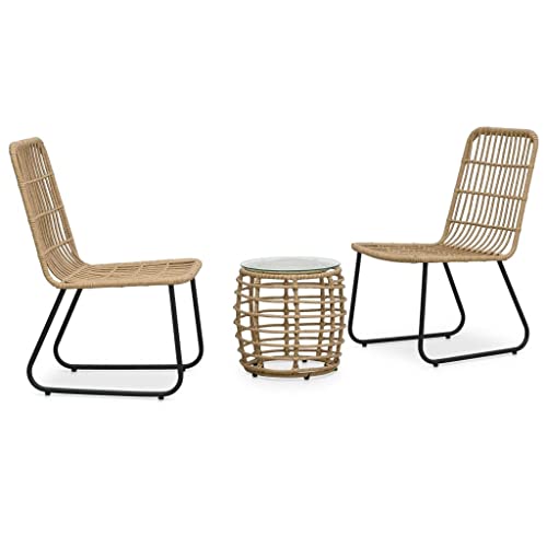 SilteD Bistro 3-teiliges Set aus geflochtenem Kunstharz, Eiche, Gartenmöbel, Gartenmöbel von SilteD