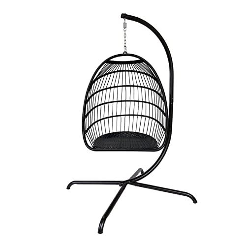SilteD Outdoor Rattan Egg Drehstuhl Klappstuhl mit C-Halterung, mit Kissen und Kissen von SilteD