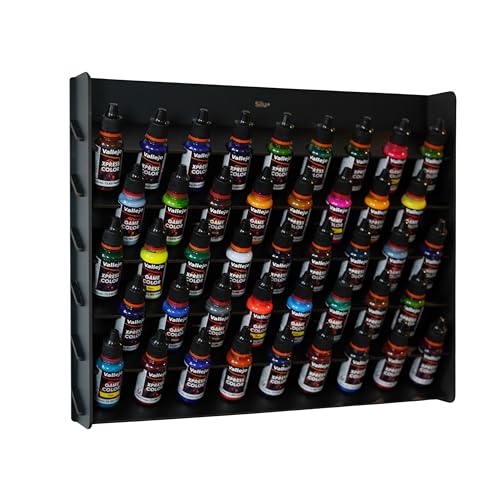 Silu Organizer für Gemälde, Modellbau und Miniaturen, Organizer zum Aufhängen an der Wand, einfache Montage und ohne Klebstoff, hergestellt aus schwarz lackiertem Holz von Silu