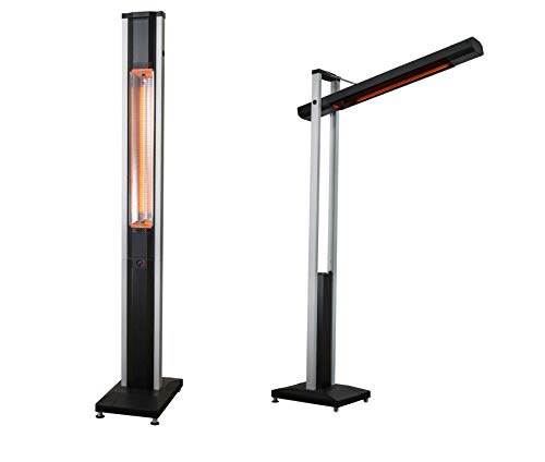 Sonnenstrahl Deluxe Infrarotstrahler, 1800 Watt, IP34 Spritzwasserschutz, Heizarm vertikal oder horizontal, Schwarz von Silva Schneider