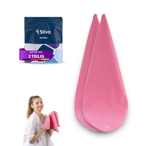 Silva Hochwertige Mikrofasertücher - Streifenfreie Fenster - Und Spiegelputztücher - Putztücher Für Kithen - Fusselfrei Für Haushalt Und Auto - Verdicktes Zauberputztuch Rosa (2er-Set) von Silva