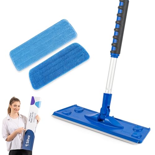 Silva Mikrofaser Bodenwischer Wischmopp Set mit Soft Touch Griff (Mop-Set mit Trocken und Wand) von Silva