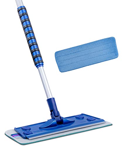 Silva Hochwertiges Mikrofaser Wischbezug Mopp Set | 360° Drehgelenk | Wischmop mit Teleskopstiel | Bodenwischer Stahlstiel 156 cm | Wischmopp mit Soft Touch Griff von Silva