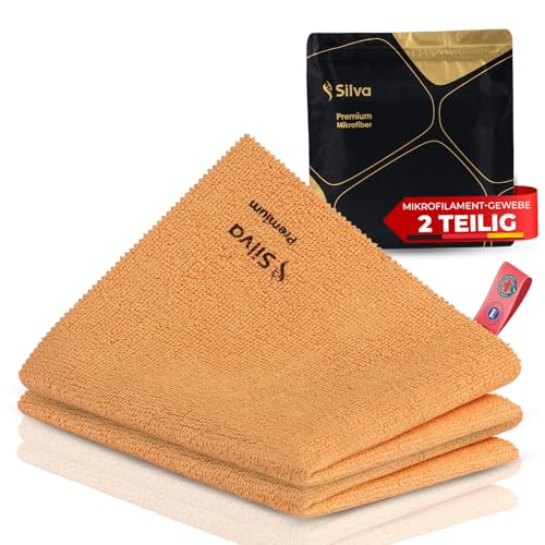 Silva Spültuch Mikrofaser 38x35 cm – 20x saugstark, fusselfrei & kratzfrei – Langlebig & waschbar – Reinigungstücher für Küche, Bad, Fenster, Spiegel & Auto – Hochwertiges Putztuch (2er Set) von Silva