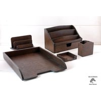 Holz-Schreibtisch-Set, 5 Teile, Organizer Holz-Schreibtisch-Set, 5 Teile, Organizer von SilvaDesignPL
