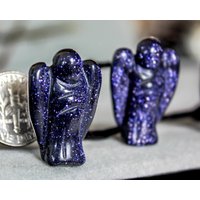 Handgeschnitzt Blau Goldstein Schutzengel Totem Fetisch Figur Skulptur Kunst 7834 von Silvagem