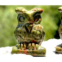 Unakit Edelstein Perched Eule Spirit Tier Totem Fetisch Stein Figur Usa 7090 von Silvagem