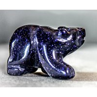 Walking Bear Totem Blau Goldstein Edelstein Spirit Tier Stein Figur Fetisch Perle 7401 von Silvagem