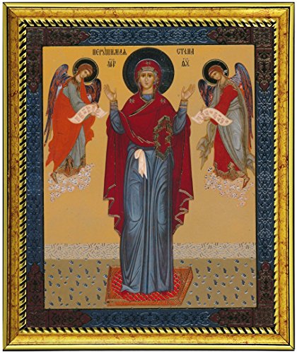 Silver Axion Ikone/Икона Божией Матери Нерушимая стена - Wandbild - Ikone - Wandmontage - 14,5 x 17 cm - Rahmen - Poliert - Byzantinisch - Silber - Indoor - 1 Count von Silver Axion