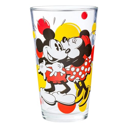 Disney Classic Mickey and Minnie Kiss Dots Pint Glass with Gift Box, 16-Ounces, Red and Black von Silver Buffalo