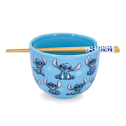 Disney Lilo & Stitch Japanisches Keramikgeschirr-Set, inkl. Ramen-Nudelschale und Essstäbchen aus Holz, 590 ml von Disney