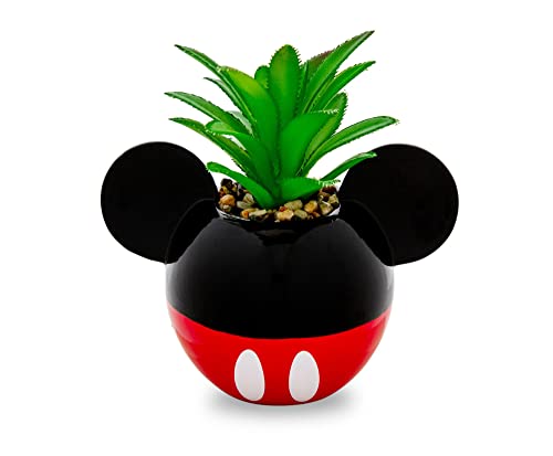 Disney Mickey Mouse Keramik-Mini-Pflanzgefäß mit künstlichen Sukkulenten,kleiner Blumentopf, künstliche Zimmerpflanzen für Schreibtischregal, Schmucktablett,niedliche Geschenke und Sammlerstücke von Silver Buffalo