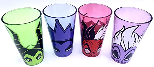 Disney Villains Glasgeschirr-Set, 473 ml, Maleficent, The Evil Queen, Cruella de Vil und Ursula Küchendekoration, Geschenke und Sammlerstücke von Silver Buffalo