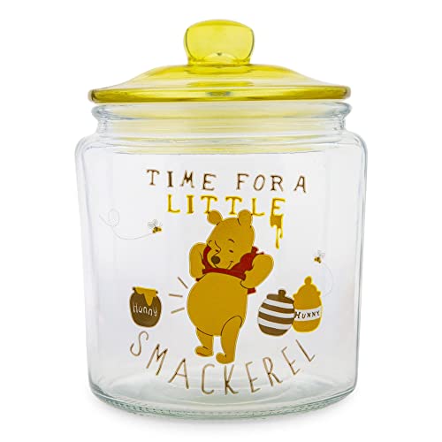 Disney Winnie the Pooh "Time For A Little Smakerel" Glas Snackdose Behälter mit Deckel | Küche Lebensmittel Aufbewahrung für Snacks, Süßigkeiten | 15,2 cm hoch von Silver Buffalo