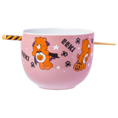 Silver Buffalo Care Bears Halloween Gruselige Trick or Sweet Bear Spiders Keramik-Ramen-Nudel-Reisschale mit Essstäbchen, mikrowellengeeignet, 590 ml von Silver Buffalo
