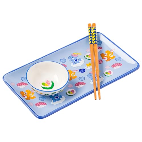Silver Buffalo Care Bears Sushi-Set aus Keramik mit Grumpy, Tenderheart und Friend Bear Ramen Blue mit Dip-Soßenschale und passenden Essstäbchen Silver Buffalo Care Bears Sushi-Set aus Keramik mit Grumpy, Tenderheart und Friend Bear Ramen Blue mit Dip-Soßenschale und passenden Essstäbchen von Silver Buffalo