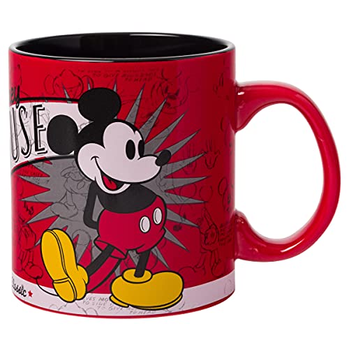 Silver Buffalo DL130934 Disney Mickey Vintage Klassische Keramiktasse, 570 ml, Rot und Schwarz von Silver Buffalo