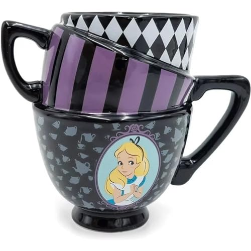 Silver Buffalo Disney Tim Burton Alice im Wunderland gestapelte Teetasse 3D geformte Keramik-Kaffeetasse, 590 ml von Silver Buffalo