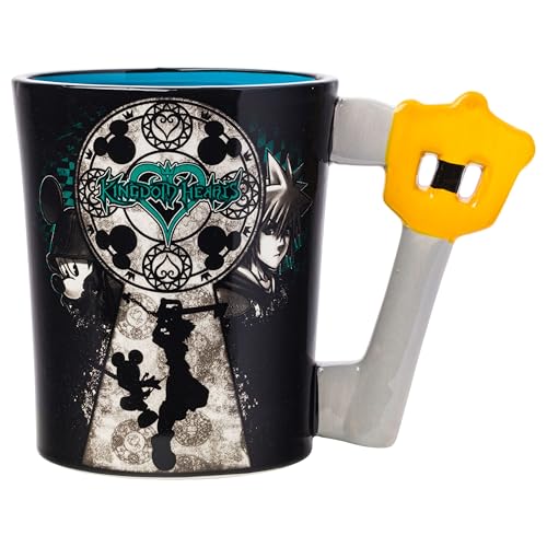 Silver Buffalo Disney Kingdom Keramiktasse mit Herzmotiv Mickey und Sora, 3D-Design, 598 ml, 568 ml, Schwarz von Silver Buffalo